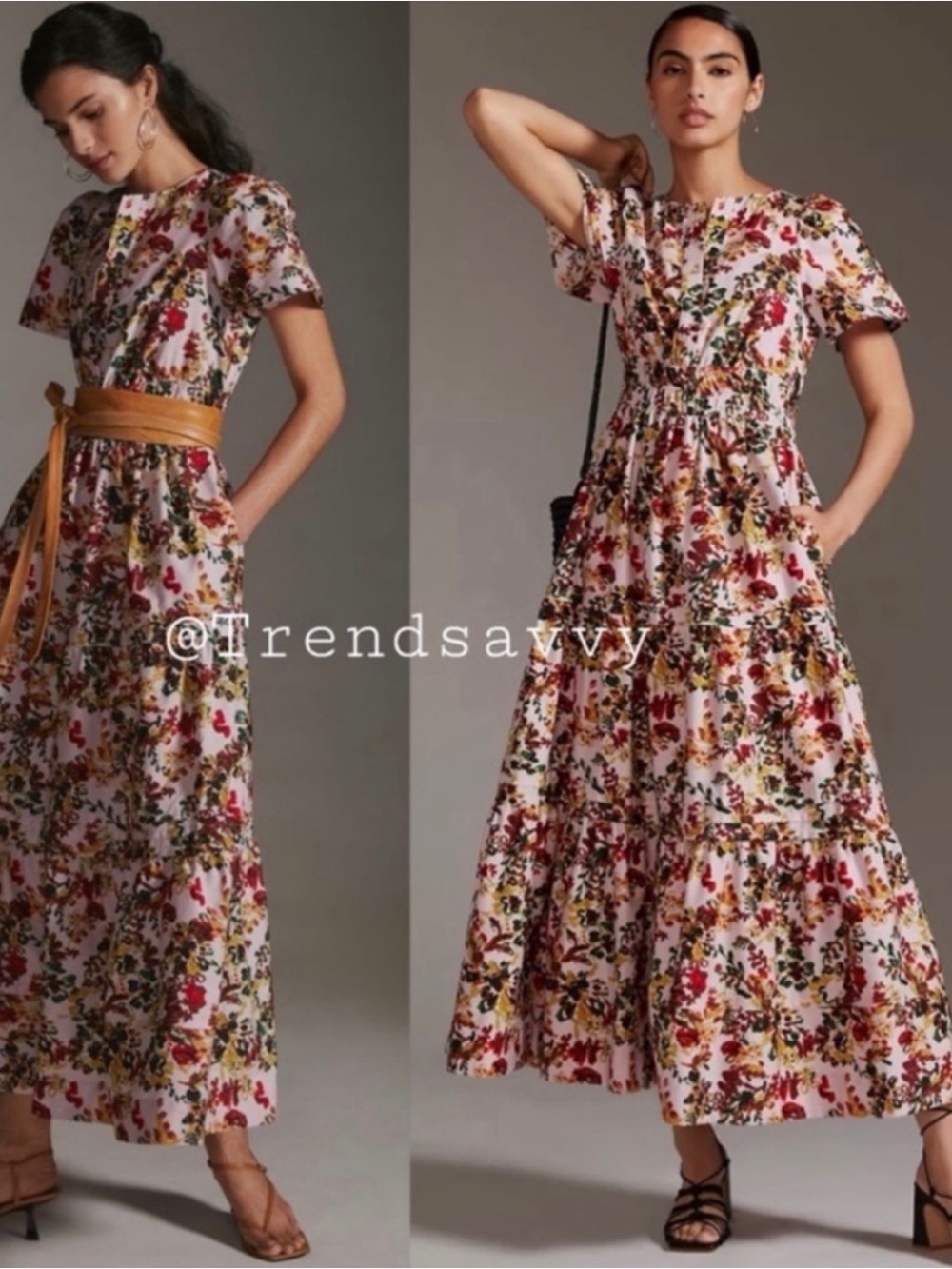 Anthropologie Somerset Floral Smocked Maxi Dress Pink Rose Small Cottagecore NWT